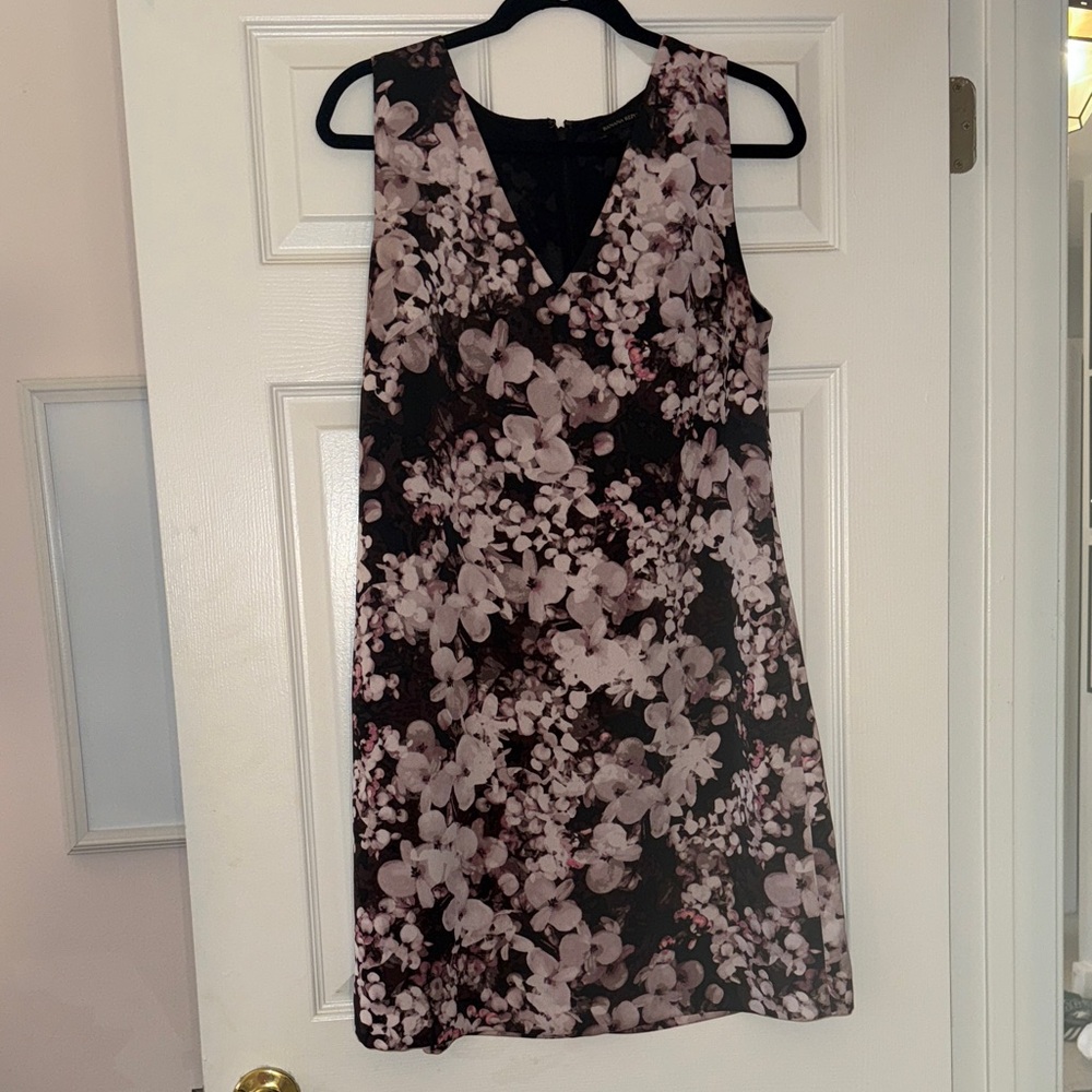 Dress, Banana Republic Floral Sleeveless soft Dress, Black,deep purplish white